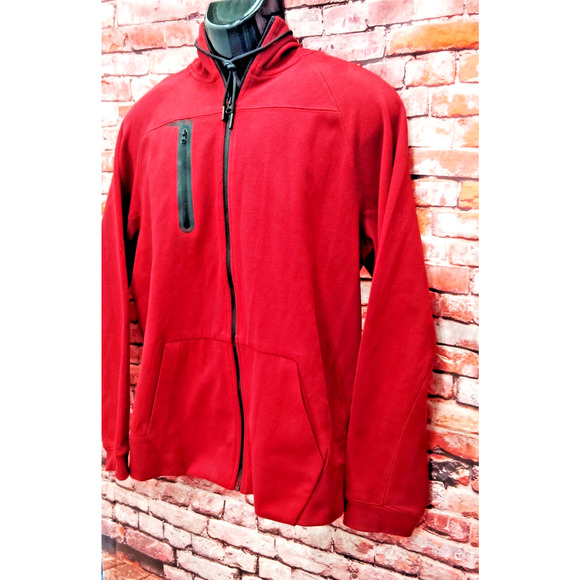 Leonine Softshell Jacket Men's XL Red Chest Pocket Hooded Pockets Full Zipper - Picture 7 of 7